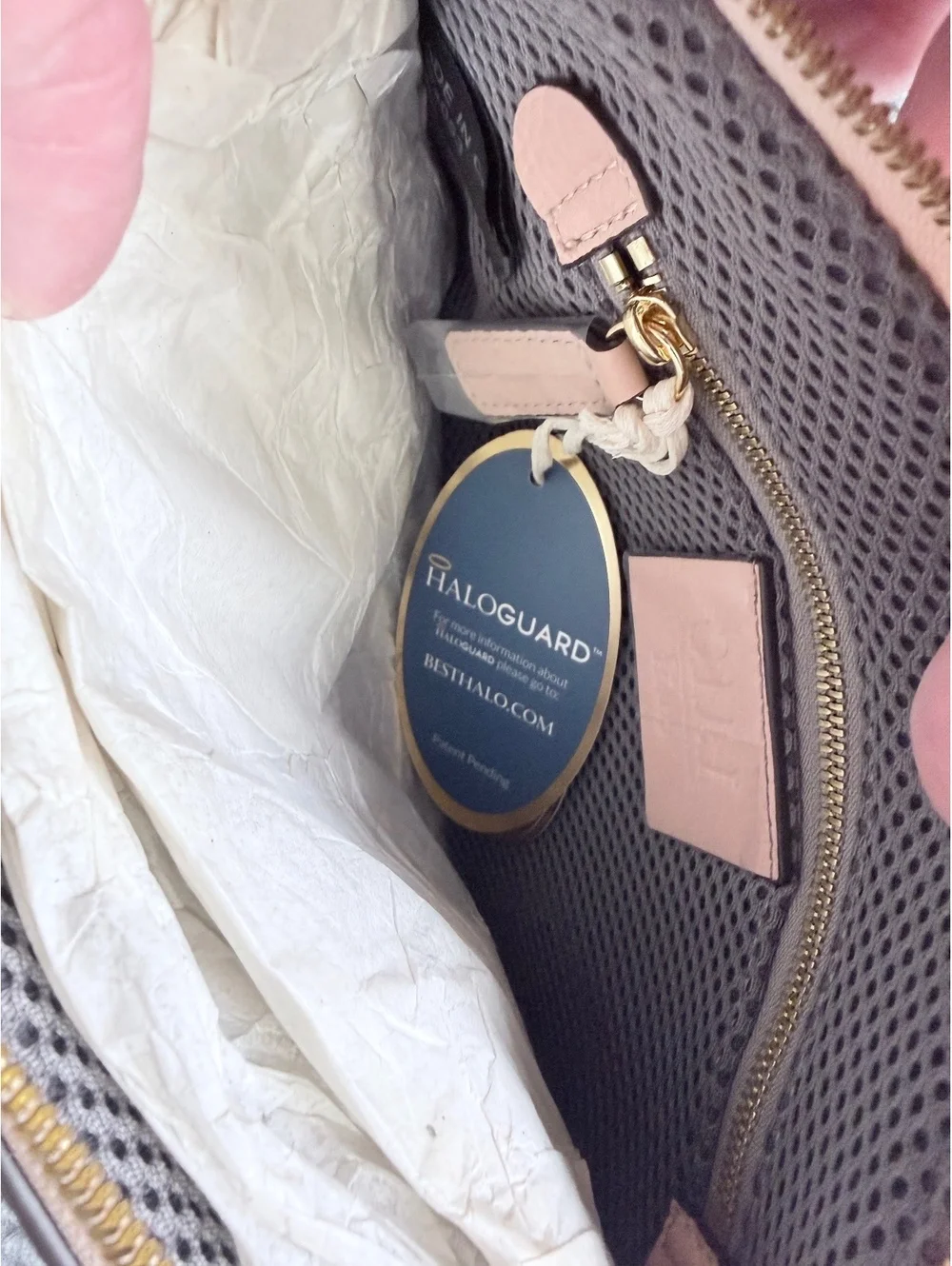 Haloguard Wristlet Clutch Purse Blush Pink Gold Tone Hardware 10x7